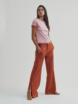 Lennox Pant in French Linen - Persimmon