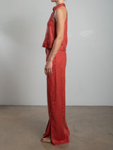 Lennox Pant in French Linen - Persimmon