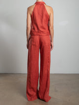 Lennox Pant in French Linen - Persimmon