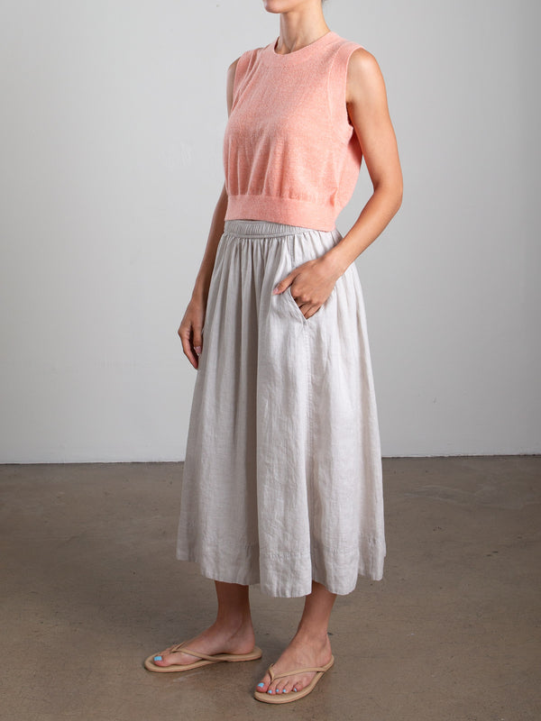 Claudia Skirt in French Linen - Cement