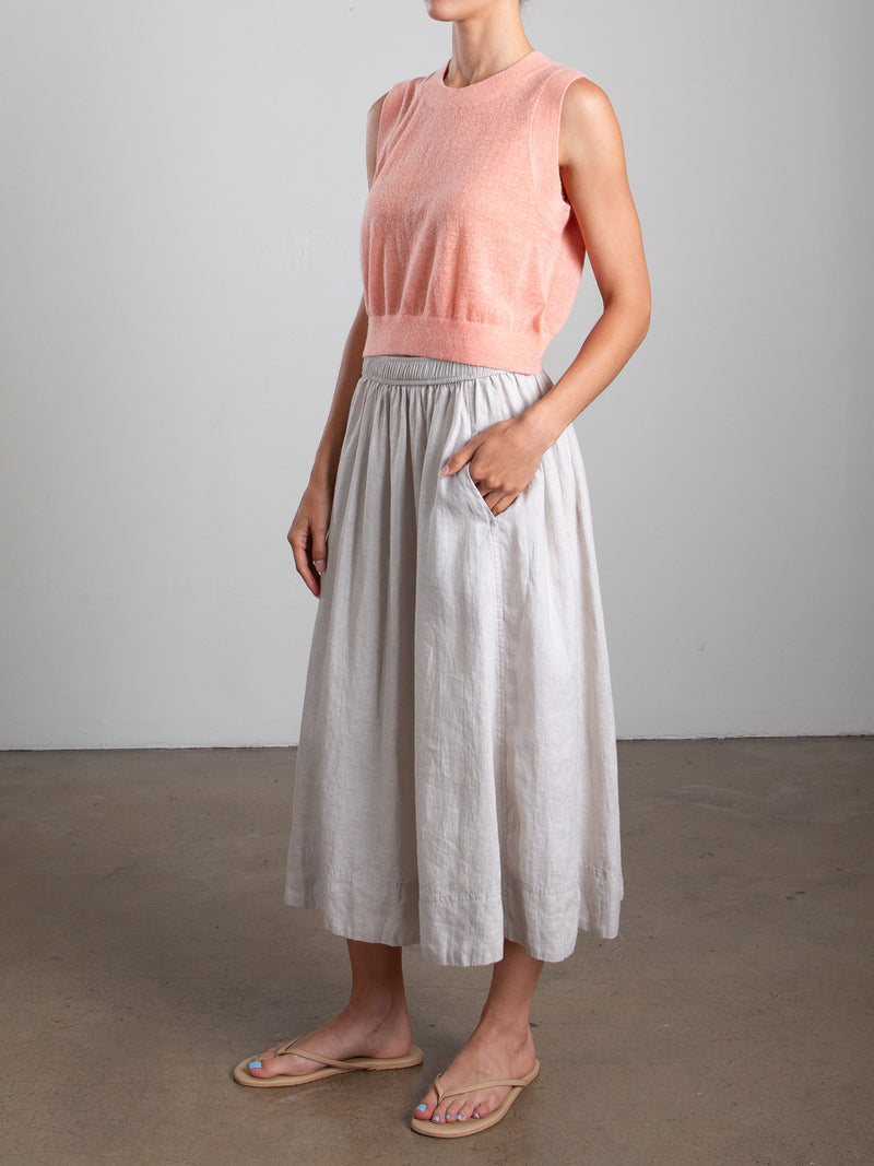 Claudia Skirt in French Linen - Cement