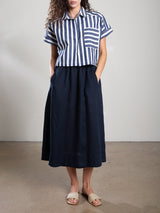 Claudia Skirt in French Linen - Ink