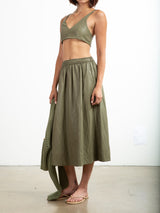 Claudia Skirt in Faux Leather - Army