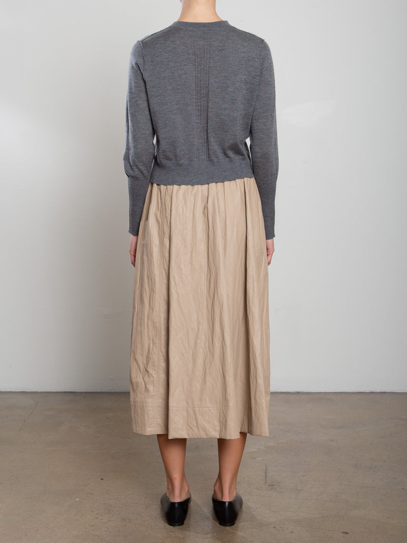 Claudia Skirt in Faux Leather - Biscotti