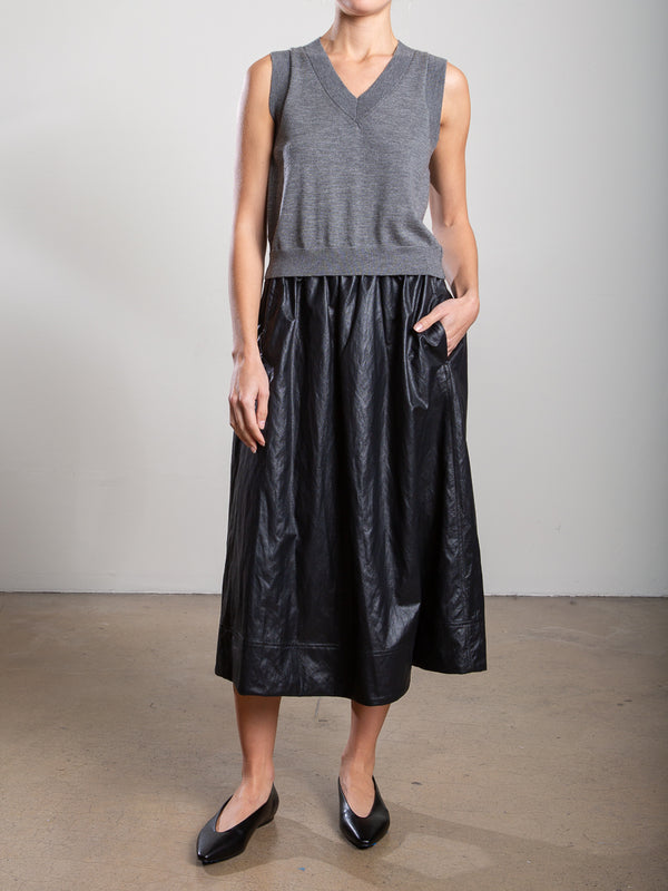 Claudia Skirt in Faux Leather - Black