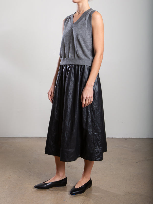 Claudia Skirt in Faux Leather - Black