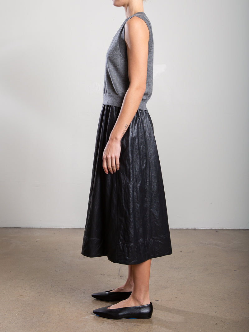 Claudia Skirt in Faux Leather - Black