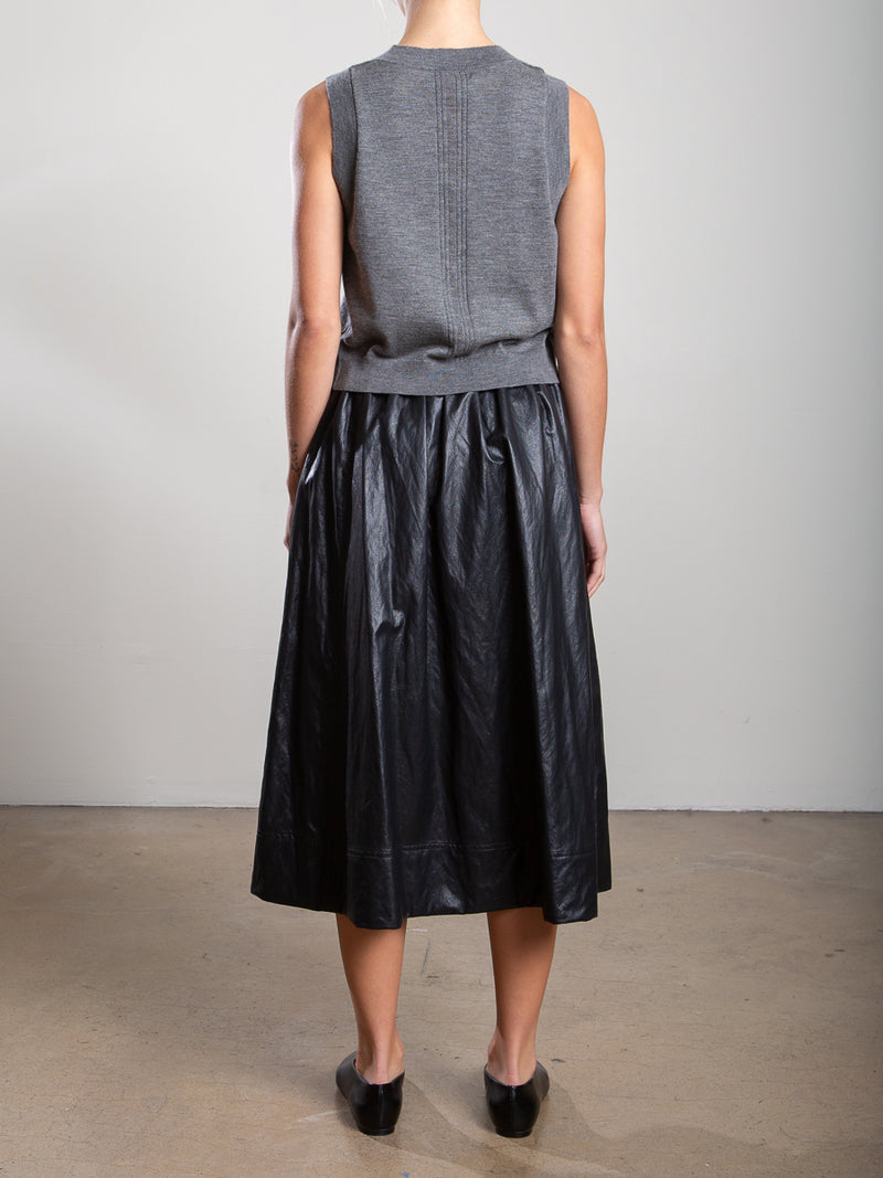 Claudia Skirt in Faux Leather - Black