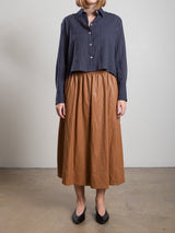Claudia Skirt in Faux Leather - Chestnut