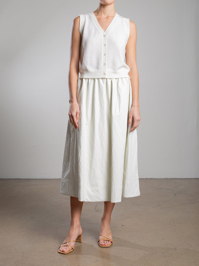 Claudia Skirt in Faux Leather - Ivory