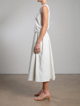 Claudia Skirt in Faux Leather - Ivory