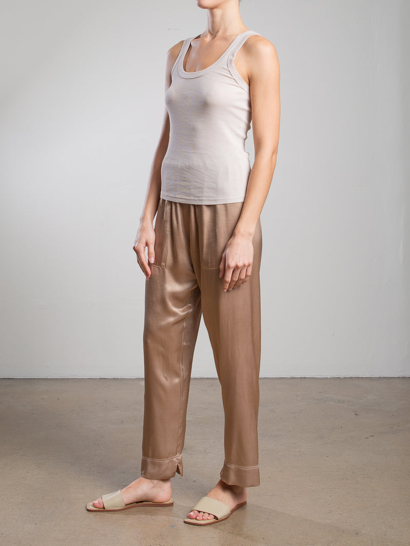 Calen Pant in Vintage Satin - Buff