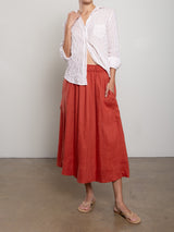 Carolina Skirt in French Linen - Persimmon