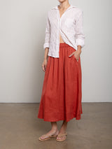 Carolina Skirt in French Linen - Persimmon