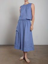 Carolina Skirt in French Linen - Bay