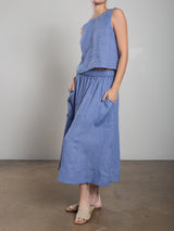 Carolina Skirt in French Linen - Bay
