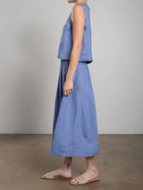 Carolina Skirt in French Linen - Bay