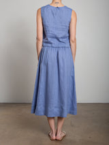 Carolina Skirt in French Linen - Bay
