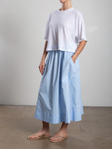 Carolina Skirt in Italian Poplin - Banker Blue