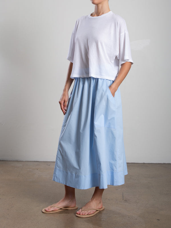 Carolina Skirt in Italian Poplin - Banker Blue