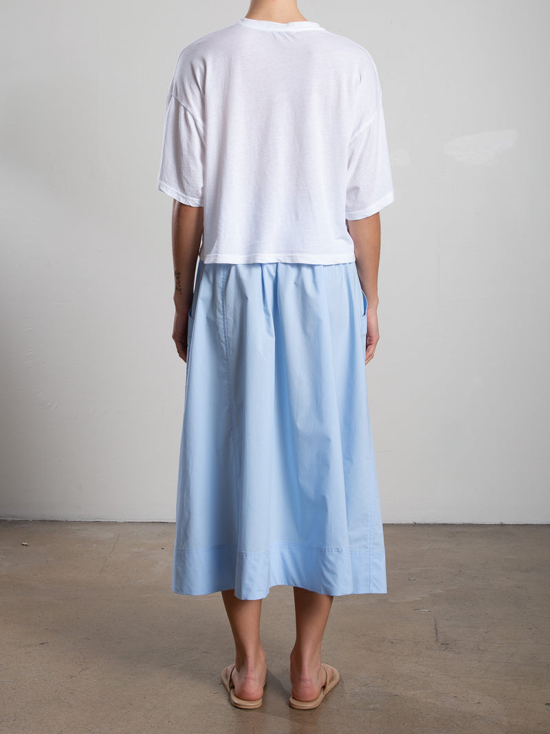Carolina Skirt in Italian Poplin - Banker Blue
