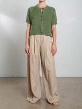 Leona Pant in Faux Leather - Biscotti