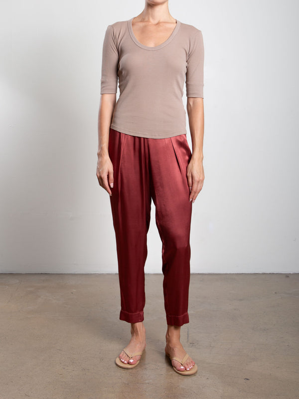 Pia Pant in Vintage Satin - Port