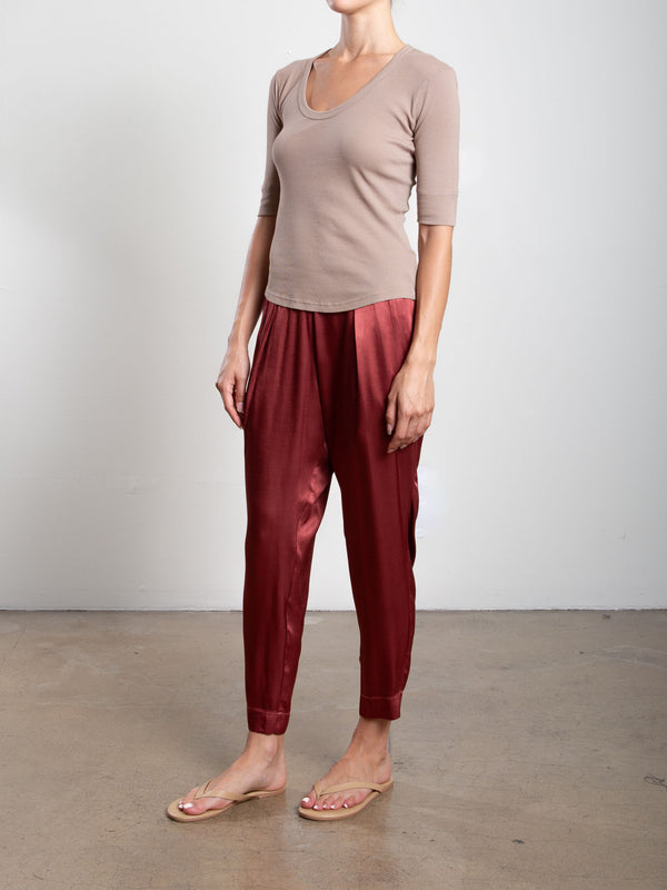 Pia Pant in Vintage Satin - Port