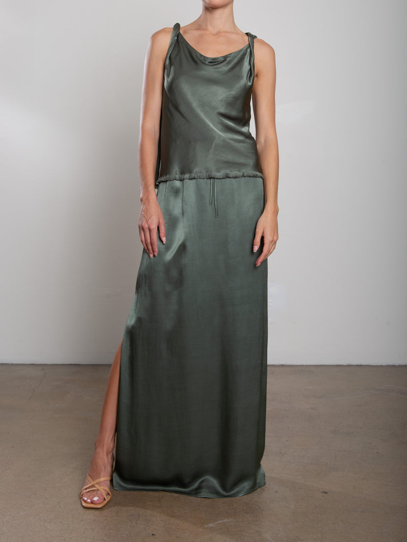 Suri Skirt in Vintage Satin - Nori