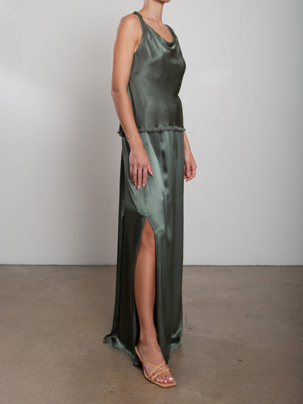 Suri Skirt in Vintage Satin - Nori