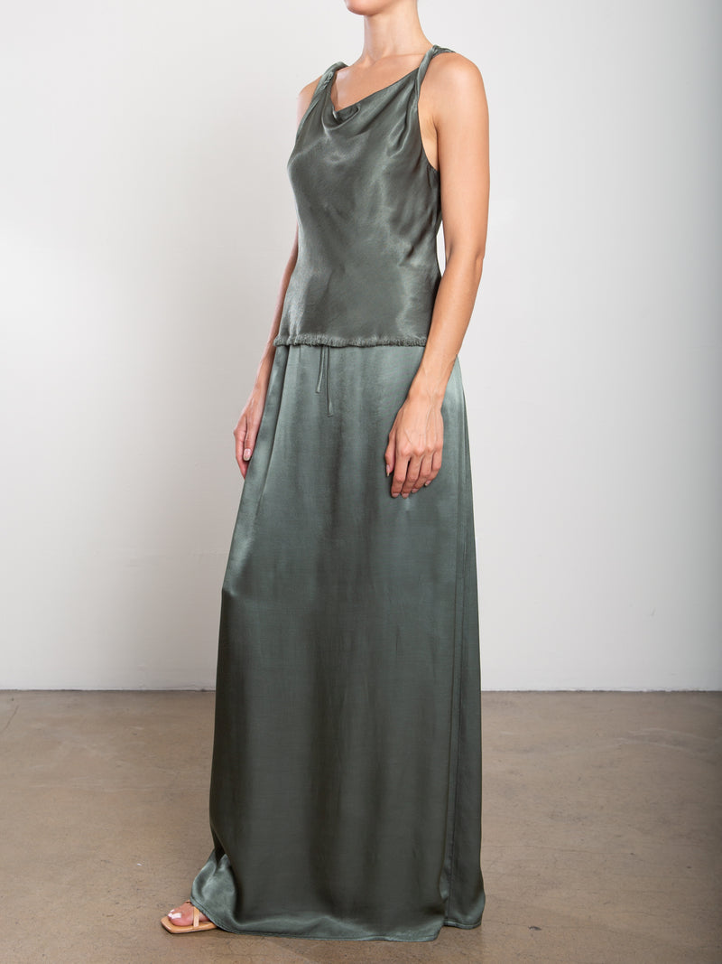 Suri Skirt in Vintage Satin - Nori