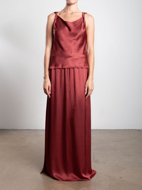 Suri Skirt in Vintage Satin - Port