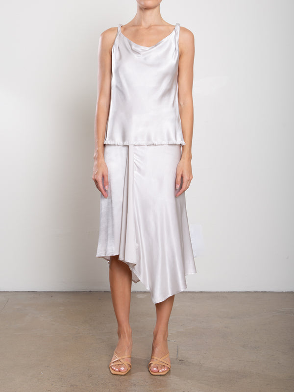 Samara Skirt in Vintage Satin - Parchment