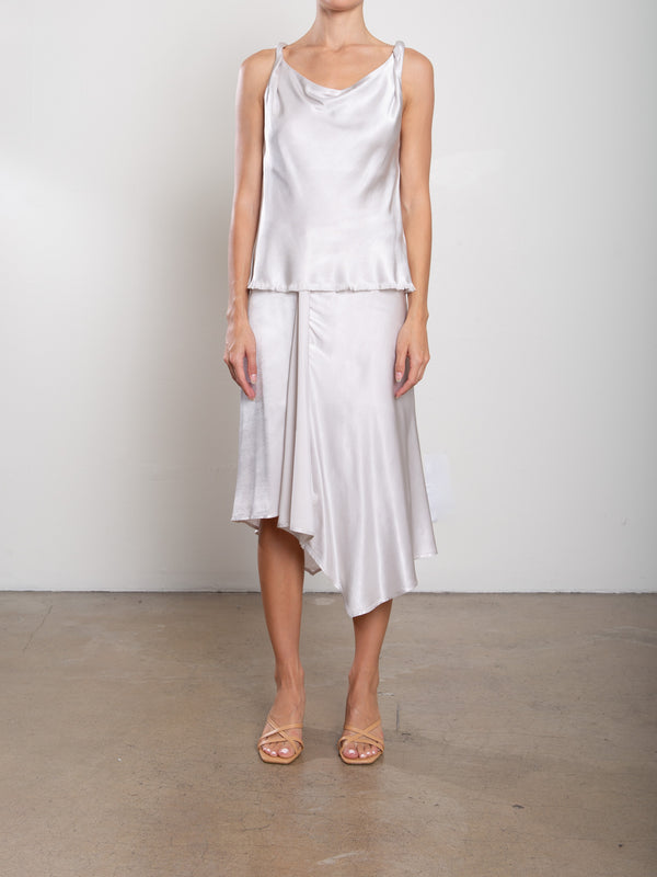 Samara Skirt in Vintage Satin - Parchment