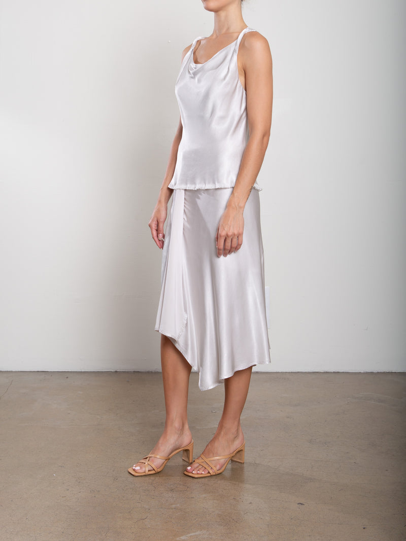 Samara Skirt in Vintage Satin - Parchment