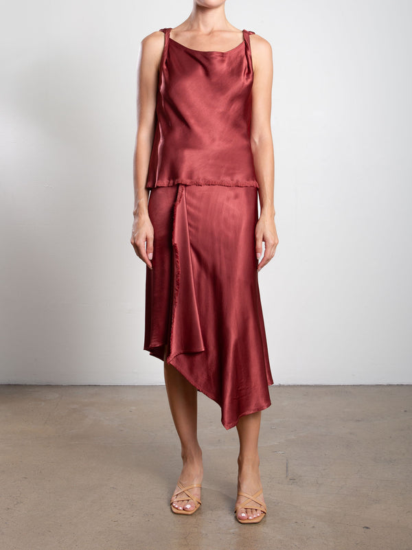 Samara Skirt in Vintage Satin - Port