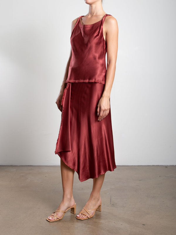 Samara Skirt in Vintage Satin - Port