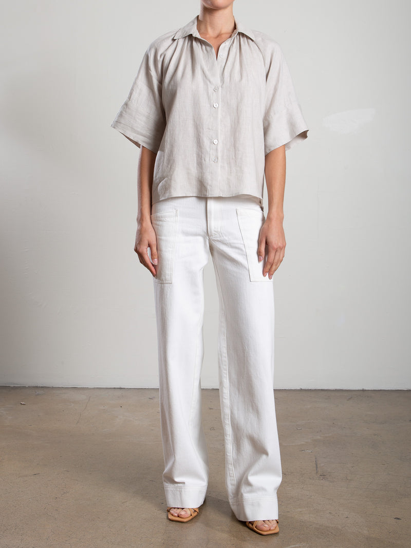 Mid-Rise Aiden Pant in Denim - Ivory