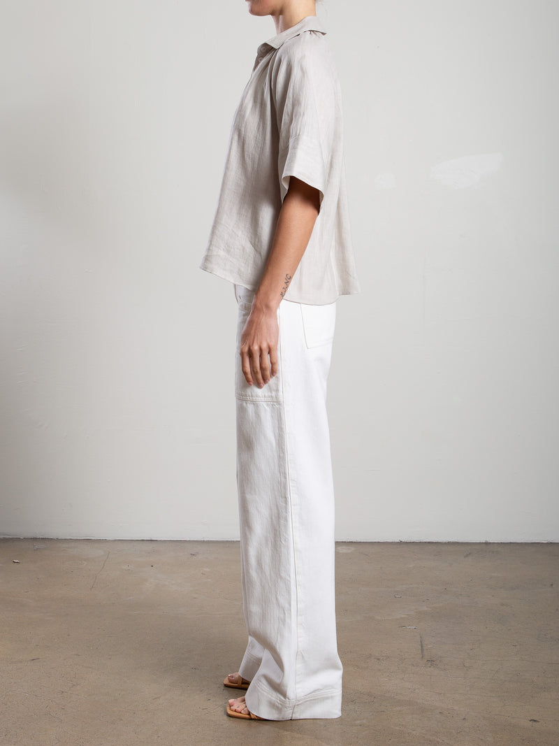 Mid-Rise Aiden Pant in Denim - Ivory
