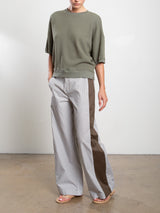 Wes Pant in Organic Cotton Stripe - Olive