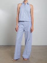 Wes Pant in Cotton Stripe - Blue/Brown