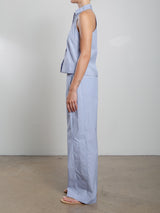 Wes Pant in Cotton Stripe - Blue/Brown