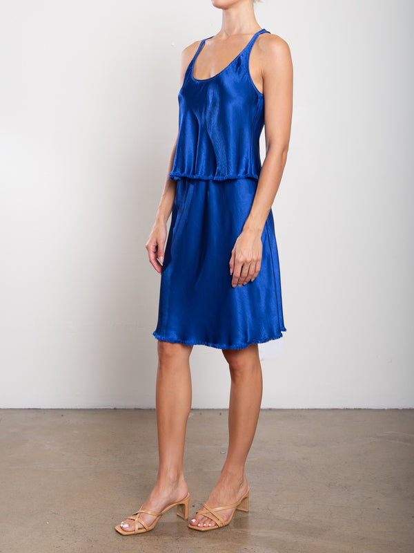 Ani Skirt in Vintage Satin - Sapphire