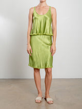 Ani Skirt in Vintage Satin - Lime