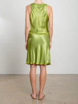 Ani Skirt in Vintage Satin - Lime