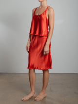 Ani Skirt in Vintage Satin - Paprika
