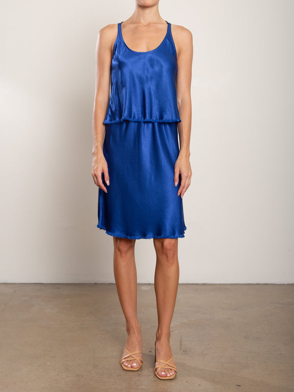 Ani Skirt in Vintage Satin - Sapphire