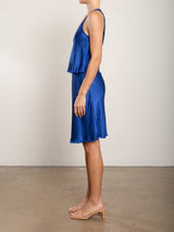 Ani Skirt in Vintage Satin - Sapphire