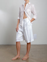 Inez Short in French Linen - White