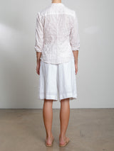 Inez Short in French Linen - White